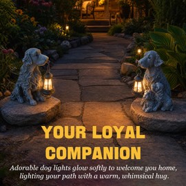 Ao Yee ZGL Outdoor Garden Decor, Dog Themed Outdoor Statue Light, Solar Powered, Plastic, Perfect for Lawns Walkways Gardens Balconies, Perfect Birthday Gifts for Women