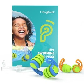 Hearprotek 2 Pairs Kids Ear Plugs for Swimming, Perfect for Swimming, Other Water Activities(Orange)