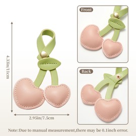 DEVPSISR Cherry Purse Charms Women Cute Designer Keychain Leather Bag Charms for Handbags Tote Bag Accessories Charm Trendy, Cherry Pink