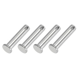 PATIKIL 8 x 35 Mm Single Hole Clevis Pins, 4 Pcs 304 Stainless Steel Flat Head Pin for Hitch Pin Lock Link Hinge Systems, Silver