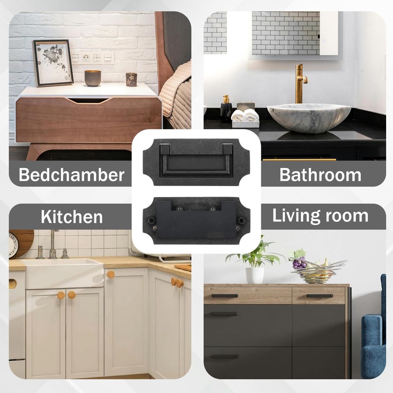 Antrader 2 Pcs Zinc Alloy Handle Drawer Hidden Drawer Cabinet