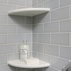 White Marble Corner Shower Shelf for Bathroom, 9'' x 9''