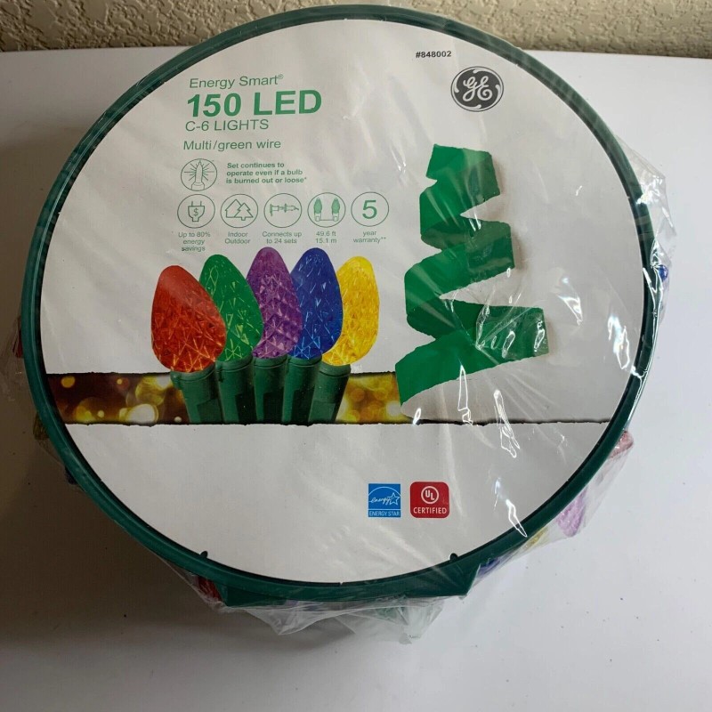 GE StayBright 150-Count 49.6 ft Multicolor C6 LED Christmas String