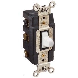 Leviton 20-Amp 120/277-Volt Toggle Double-Pole AC Quiet Switch, 1286-W, White