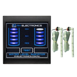 RV Electronics Caravan/RV LED Double Tank Water Level Indicator Gauge Black + 2 x 5m Sender Probes (Plenty River Bundle)