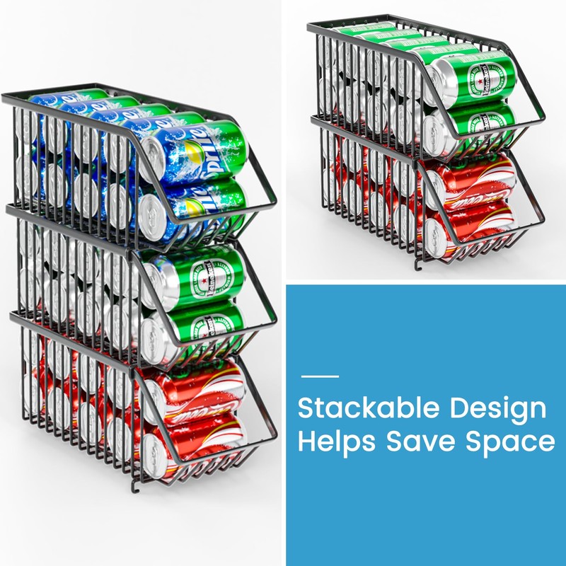 Boeetech Stackable Soda Can Organizer Rack, Stacking Can Dispensers Refrigerator