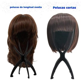 3PCS Soporte para Pelucas,Soportes de Exhibición de Peluca,Soporte Plegable Plástico de La Peluca,Soporte Portátil para la Cabeza de la Peluca,Soporte para Todas las Pelucas y Sombreros(Negro)