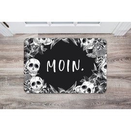 Tassenbrennerei Doormat with slogan: Moin - skull door mat funny for indoor use - made in Germany