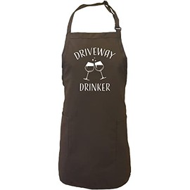 zerogravitee Driveway Drinker-Wine Apron with 2 patch pockets in Brown - One Size