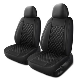 HChengkikz Leather Car Seat Covers,Breathable and Waterproof Napa Leather Automotive Seat Cover,Universal Interior for Cars,Sedans,SUVs,Vans,Trucks(Front Seat,Black,N3)