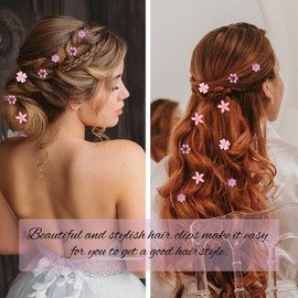 YISSION 20Pcs Mini Flower Hair Clips Cute Rhinestone Hair Pins Small Decorative Hair Clips Wedding Hair Barrettes Pink Flower Hair Clips Bridal Hair Accessories for Girls Women (4 Flower Pattern)