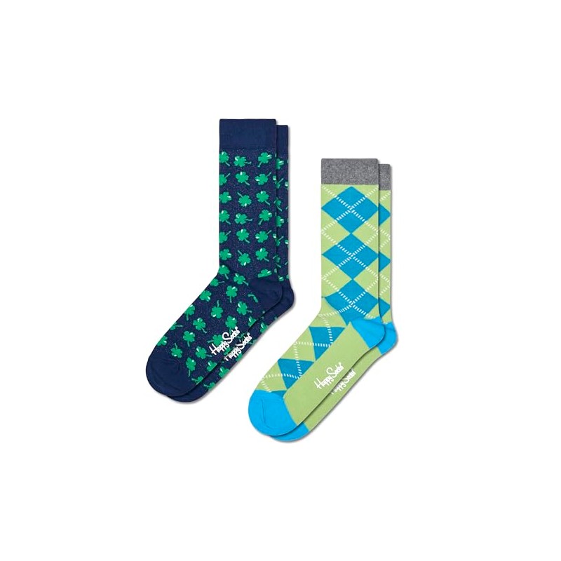 Happy Socks 2-Pack Green Clover Socks, M/L