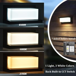 rosykite Modern Led Outdoor Wall Lights for House, 18W Porch Light Fixture 3000K 4000K 5000K CCT Selectable, Waterproof IP65 Exterior Lighting for Garage,Front Door