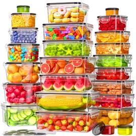 50 PCS Food Storage Containers with Lids Airtight (25 Containers & 25 Lids), 100% Leak Proof Meal Prep Container for Kitchen, BPA-Free Plastic(Polypropylene5), Microwave/Dishwasher Safe, Labels & Pen