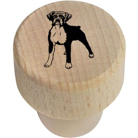 19mm 'Boxer Dog' Wooden Bottle Stopper/Cork (BS00010483)