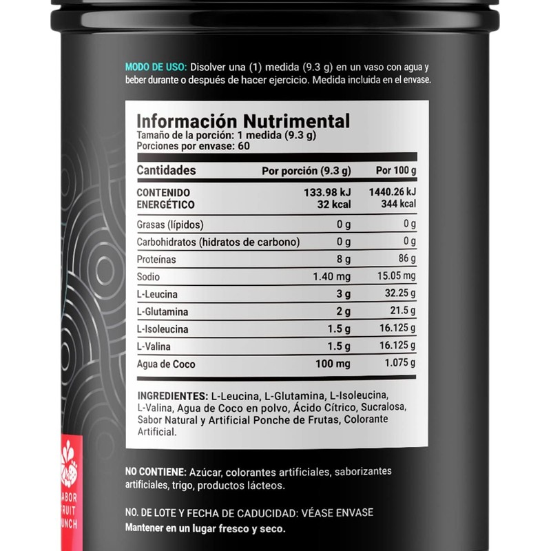 B Life BCAAs con Glutamina en Polvo 60 Porciones Sabor