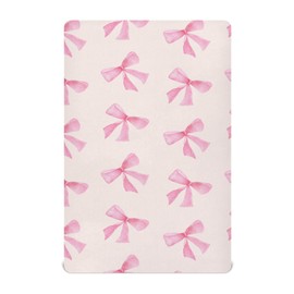 Burbuja Pink Bow Crib Sheet for Boys Girls, Fitted Crib Sheet 28 x 52 in for Standard Crib & Toddler Bed Mattresses, Soft & Breathable