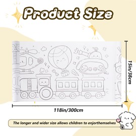 Childrens Drawing Roll, 2 Rolls Coloring Paper Rolls, Sticky Drawing Paper Roll, DIY Painting Drawing Color Filling Paper for Kids Toddler Children Gifts, 11.8" x 118", (Transportation/Space Travel)