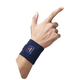 Omtex Adjustable Velcro Elasticized-Fabric Wrist Support, Men's Free Size - Navy Blue (Pack of 2)