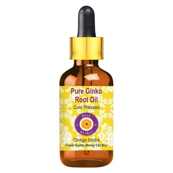 Deve Herbes Pure Ginko Root Oil (Ginkgo biloba) with Glass