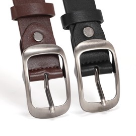 XZQTIVE 2 Pack Women Plus Size Leather Belts Fashion Cowhide Waist Belt with Solid Pin Buckle for Jeans Pants Dress