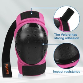 Inkidio Kids/Youth/Aduit Women Knee Pad Elbow Pads Guards Protective Gear Ideal for Roller Skate Inline Skating Skateboard Scooter Riding Cycling Bike Sports (Large(Aduit), Pink)