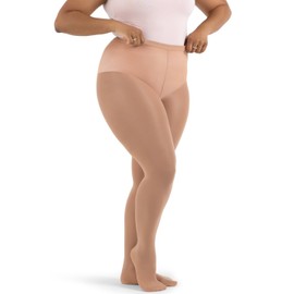 Capezio Women's Hold & Stretch Plus Footed Tights, Light Suntan, 1X