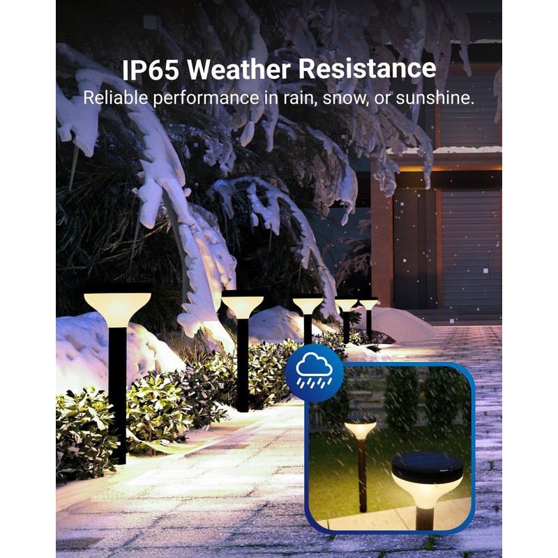 Sunco 6 Pack Round Solar Pathway Lights Outdoor, Super Bright