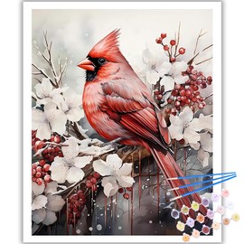 Reivworl Christmas Paint by Numbers Kit for Adults, Cardinal Paint by Number Kits on Canvas, Acrylic Painting by Numbers for Gifts and Home Decor 16x20 Inch