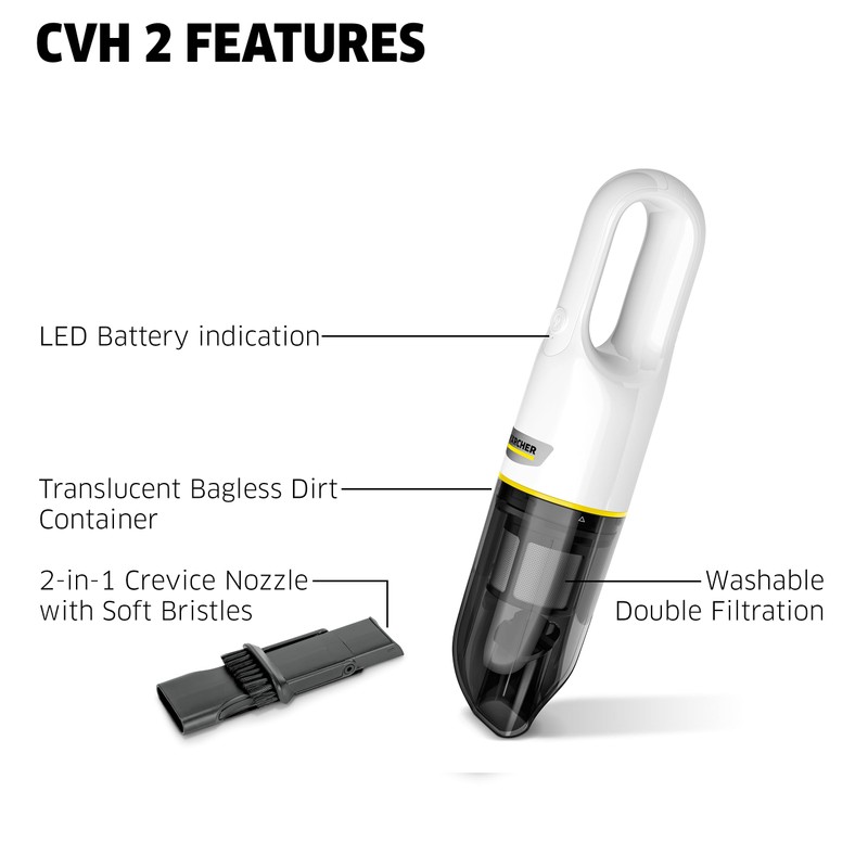 Kärcher CVH 2 Handheld Vacuum Cleaner, Double Filtration System incl.