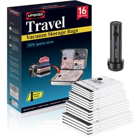 UPGOGO Travel Vacuum Bags for Luggage with Portable Electric Pump,Vacuum Seal Bags for Clothing,Packing Cubes Compression,Cruise Ship and Travel Essentials(Combo 16 Pack)