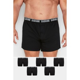 BadRhino Big & Tall 5 Pack Button Up Loose Fit Boxers - Men's - Plus Size Curve Black