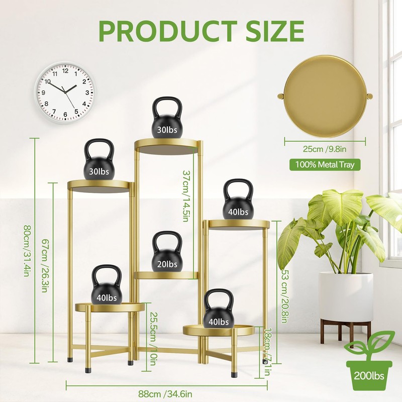 iDavosic.ly 6 Tier Large Plant Stand Indoor, 10 Inch Wide