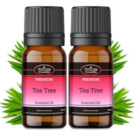 Essican Purelife Tea Tree Essential Oils Set 10ml x 2 – 100% Natural Therapeutic Grade Tea Tree Oil for Skin, Hair, Face, Toenails, Scalp & Piercings – Pure Tea Tree Oil for Aromatherapy and Home Use