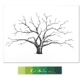 Marsrut Large Wedding Fingerprint Thumbprint Tree Family Guest Book, 12x16 Inch Canvas Painting Home Decoration Creative Signature Sign-in Balloons Decor for Party with Ink Pads, Green