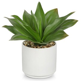 Hollyone Artificial Agave Plants Fake Succulent Agave Plant Potted in White Pot Succulents Aloe Plant for Desk Modern Office Living Room Table Shelf Home Indoor Outdoor Decor