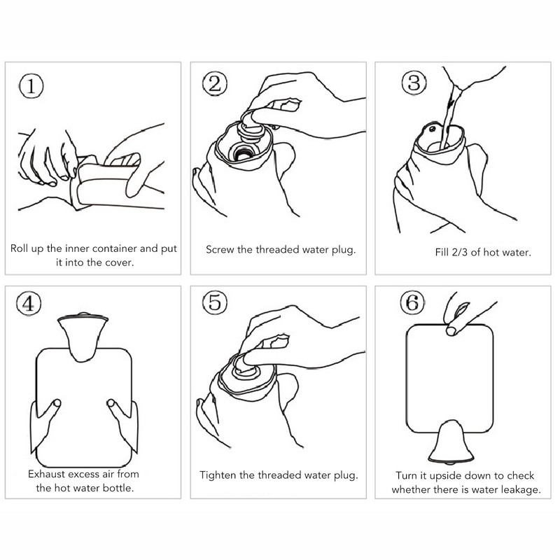 Hot Water Bag PVC Plush Fabric Cover Wide Mouth Design