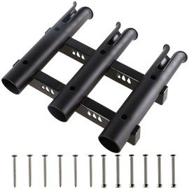Tripquips Wall Mounted Fishing Rod Holder for Boat, Side Mount Holder Tube Links with Screws Fishing Rod Holder Rack 3 Pole Tubes for Truck-Black