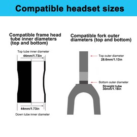 Klomveris 4444S Mountain Bike Headset Kit - ZS44/28.6 & ZS44/30 Standard, 44mm 1-1/8" Aluminium Alloy, Bearing Semi Integrated Straight Tube Fork Internal,Aluminium Alloy