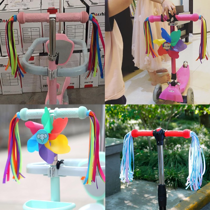 Taicols Kid's Bicycle Handlebar Streamers - 2 Pcs Rainbow Tassels