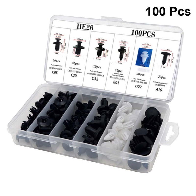 ledmomo 100pcs Car Push in Fasteners Auto Push Pins Push