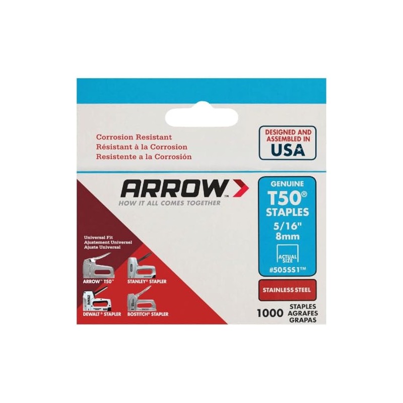 Arrow Fastener 505SS1 Heavy Duty T50 Stainless Steel Staples for