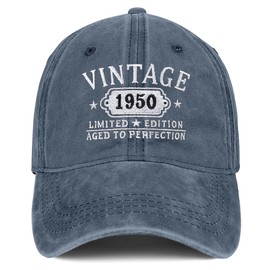 75th Birthday Gifts for Women Man Vintage 1950 Baseball Cap Ideas Gift Mom Blue