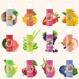 12Pcs Fruity Tinted Lip Balm Gift Set,Color Changing Lipstick,PH Tinted Natural Bulk Lips Balm Long Lasting Hydrating & Moisturizing Lip Care for Dry Cracked Lips,LipBalm for Stocking Stuffers