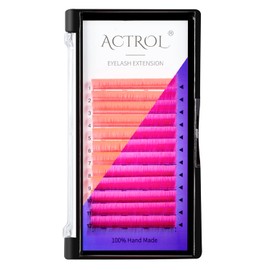 Colored Neon UV Eyelash Extensions Colorful Fluoresent Lash Extensions Easy Fan Pink 0.07D 12MM Glow under UV Light Lash Mixed