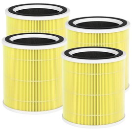 FCFMY 4 Packs AC400 Pet Care Replacement Filters Compatible with Purivortex AC400 Air Cleaner Purifier, with H13 True HEPA and Activated Carbon Filter, Yellow