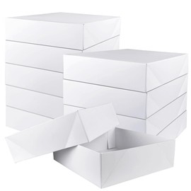 KEEPARTY 10 PCS White Gift Boxes with Lids Sizes 9 x 9 Inches for Birthdays Weddings Christmas Graduations Baby Showers
