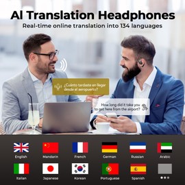 ERAZERL X11 AI Translation Earbuds Real Time,Bluetooth 5.4 Translator Earbuds with Microphone,40 Hours Playtime Open ear Translation Headphones 134 Languages,fit Travel Business Learning-Black