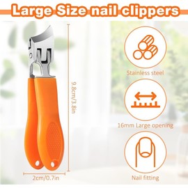 Slanted Nail Clippers, Premium Wide Jaw Anti Slip Slanted Nail Clippers for Thick and Ingrown Toenails, Ergonomic Curved Design for Easy Trimming, Ideal for Men and Women, Durable Stainless Ste