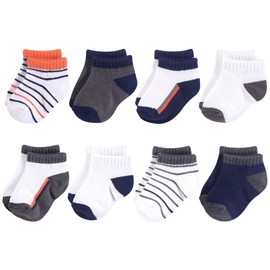 Yoga Sprout Unisex Baby No Show Socks, Orange And Charcoal 8Pk, 6-12 Months